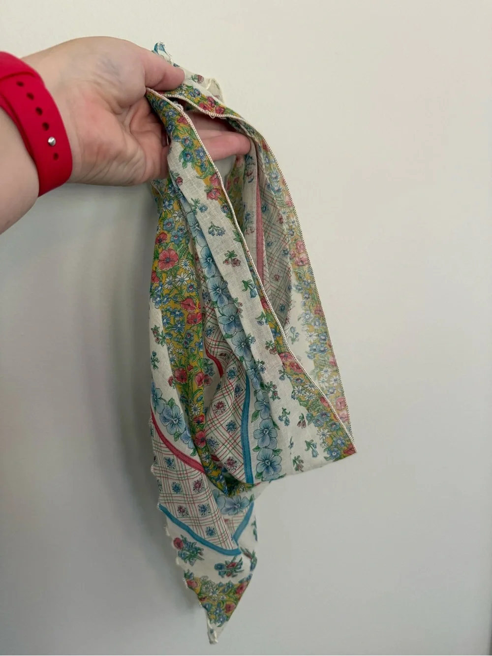 Vintage inspired floral Triangle Bandana Scarf in Cream with Prints